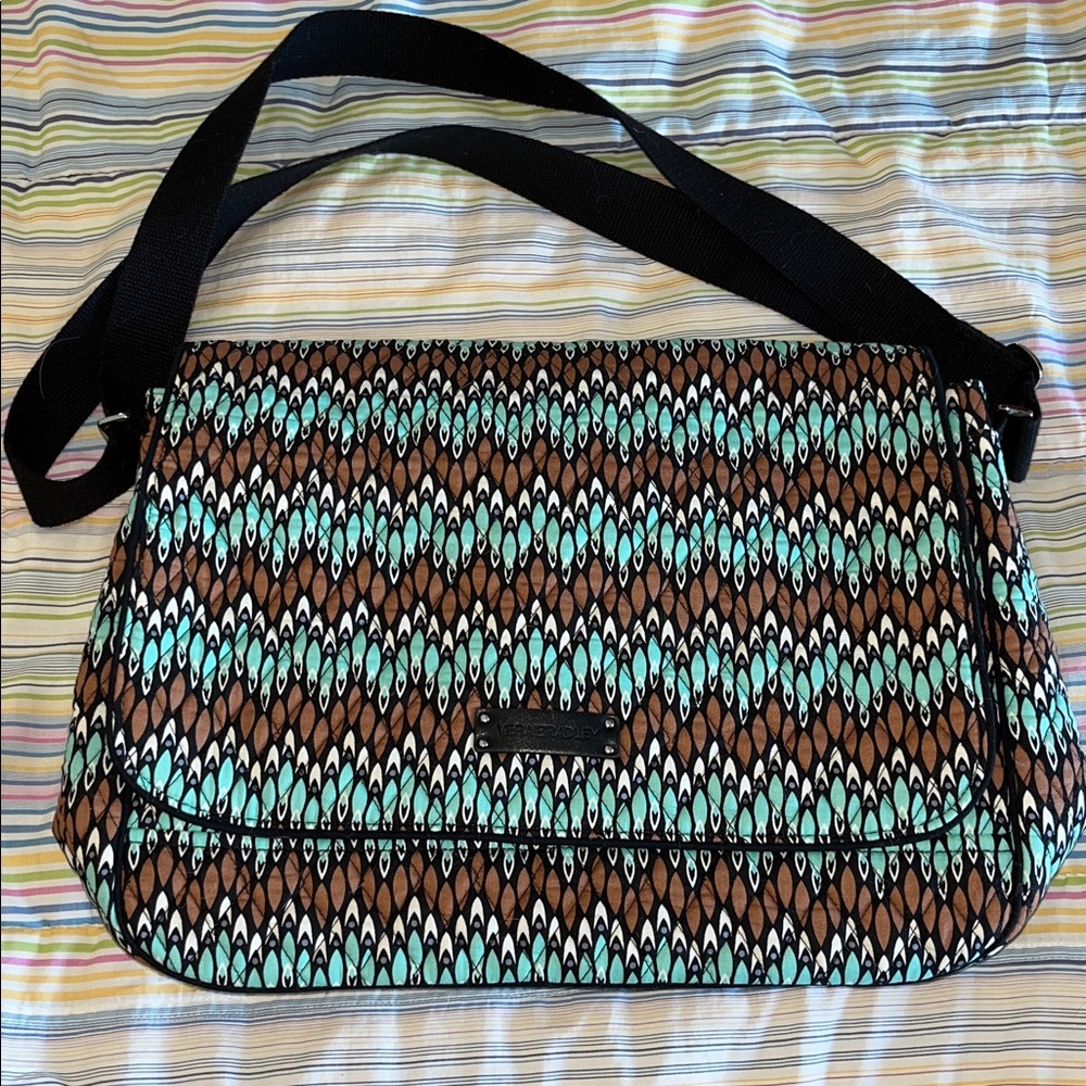 Vera Bradley‎ Teal and Brown Messenger Laptop Bag